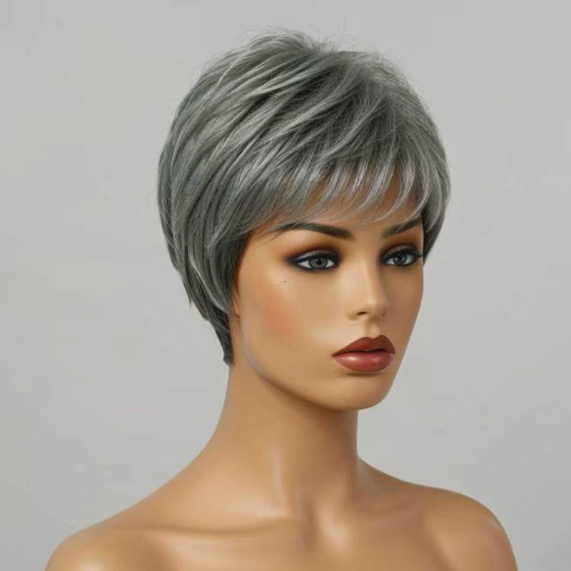 Trendy Limited Style | Salt & Pepper Pixie Cut 100% Human Hair Wig