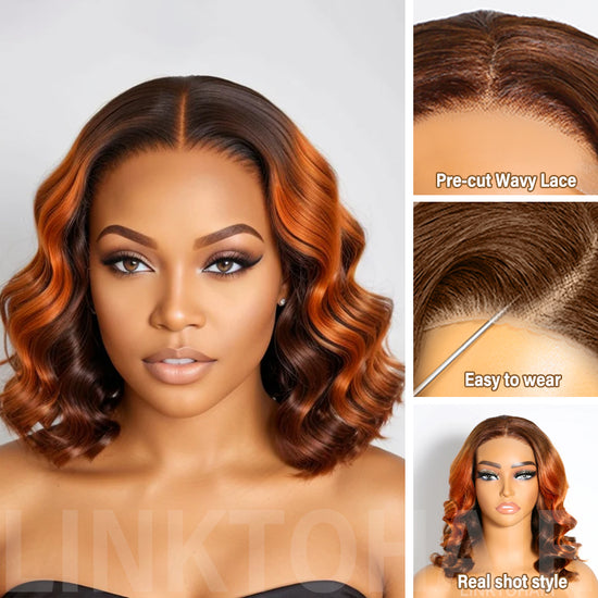 Chic Ombre Brown | 5x5 Lace Glueless Short Loose Wave Wig 100% Human Hair