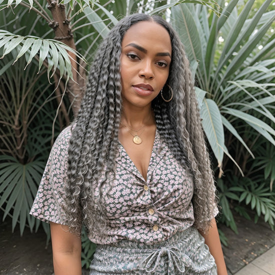 Salt And Pepper Colored 13x4 Lace Front Deep Curly Human Hair Wigs