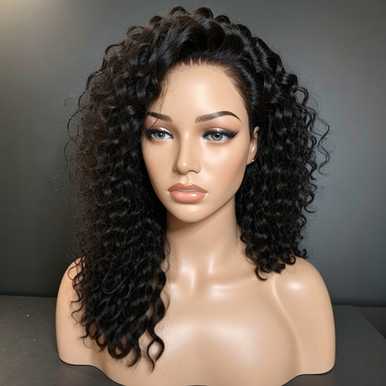 Linktohair 13x4 Lace Front Wig Fluffy Asymmetrical Water Wave Bob wigs Human Hair Wig