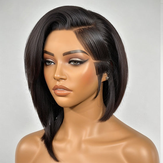 13x4 Lace Front Wig Layered Asymmetric Bob With Shaved Side