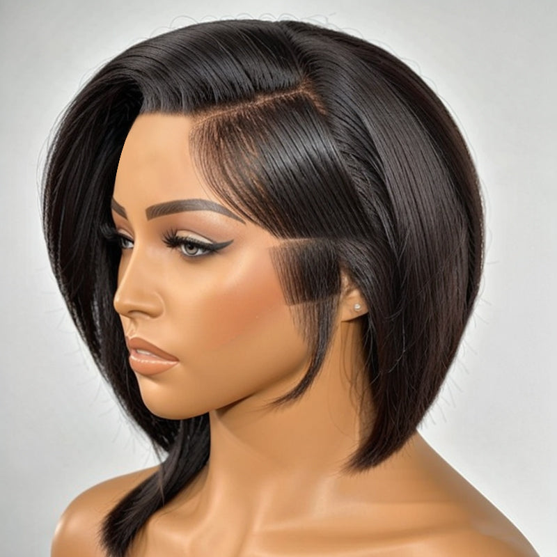13x4 Lace Front Wig Layered Asymmetric Bob With Shaved Side