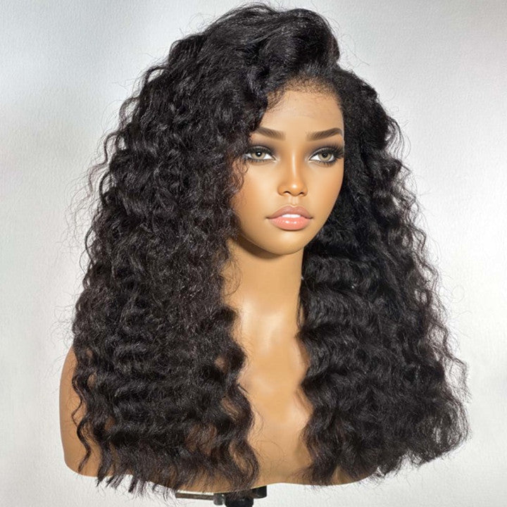 13x4 Lace Frontal Fluffy Wand Curls 4C Kinky Edges HD Lace Wig 100% Human Hair