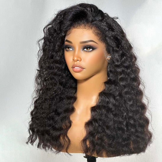 13x4 Lace Frontal Fluffy Wand Curls 4C Kinky Edges HD Lace Wig 100% Human Hair