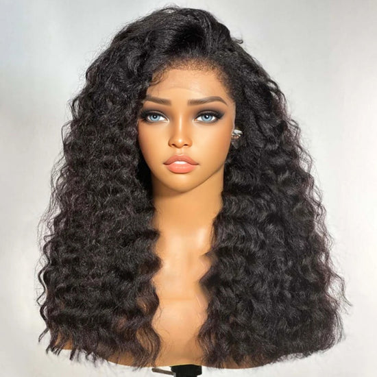 13x4 Lace Frontal Fluffy Wand Curls 4C Kinky Edges HD Lace Wig 100% Human Hair