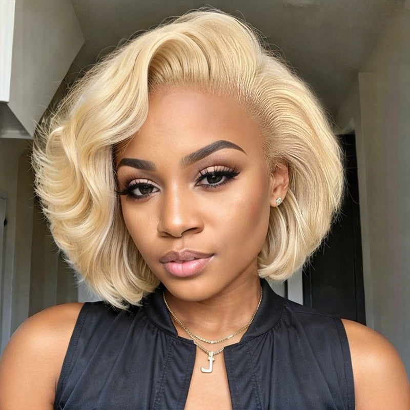 Trendy Limited Design | 613 Blonde Side Part Bob Style Glueless 4x4 Closure Lace Wig 100% Human Hair