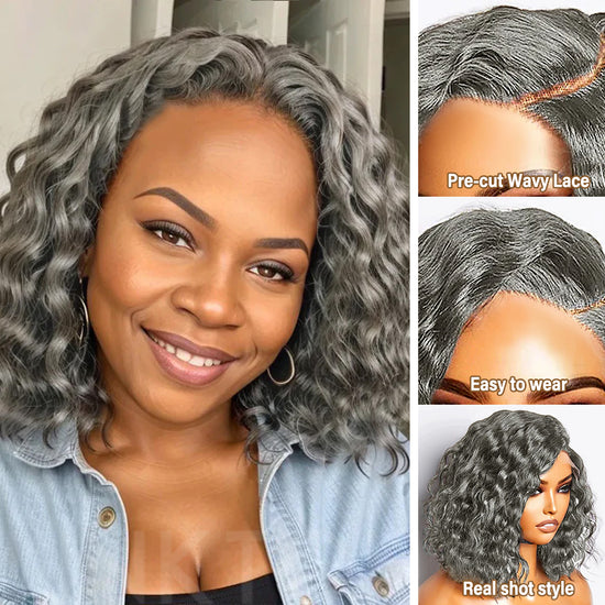 Trendy Style & Color | Salt & Pepper Loose wave 5x5 HD Lace Closure  100% Human Hair Wig