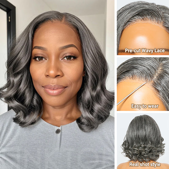 Trendy Limited Design | Salt & Pepper Loose Wave Glueless 5x5 Closure Lace Wig 100% Human Hair