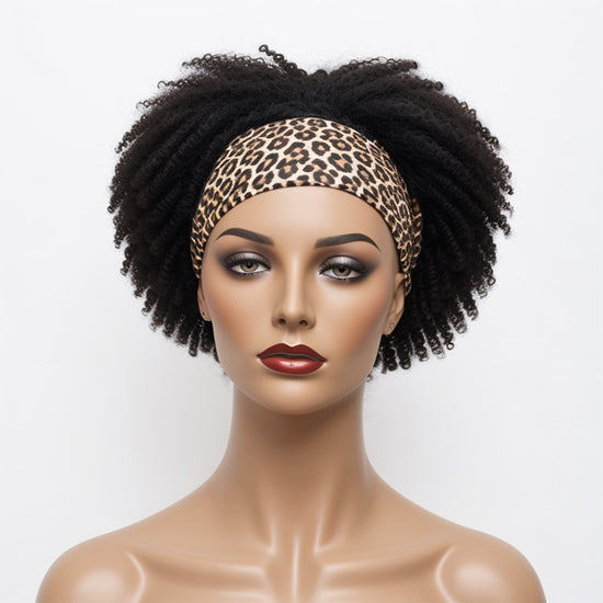 LinktoHiar Fitness Wig | Natural Black Short Curly Headband Wig Human Hair Wigs