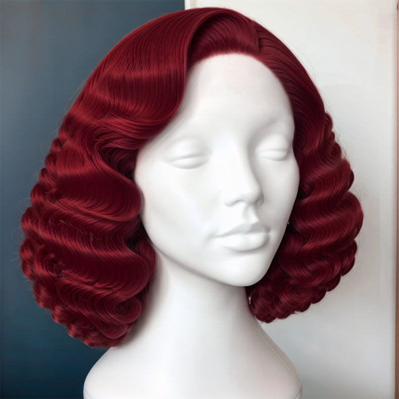 99J Burgundy Color 13x4 Lace Frontal Wig Bouncy Loose Wave 100% Human Hair
