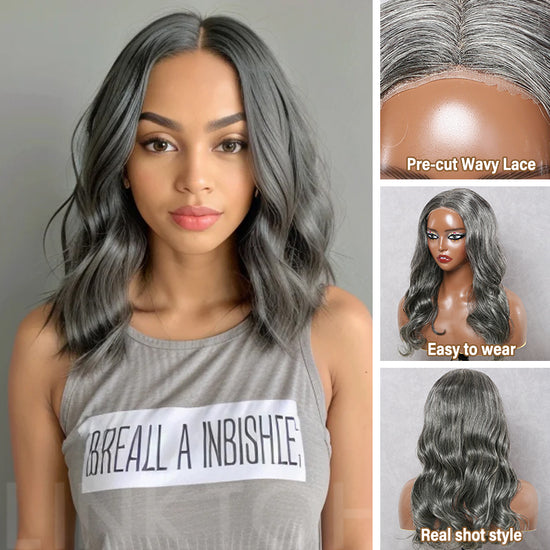 Trendy Design & Color | Salt & Pepper Body Wave 5x5 Closure Wig 100% Human Hair