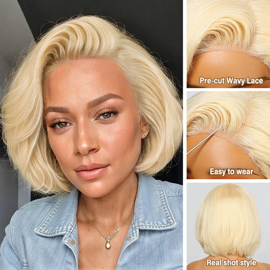 Trendy Limited Design | 613 Blonde Side Part Bob Style Glueless 4x4 Closure Lace Wig 100% Human Hair