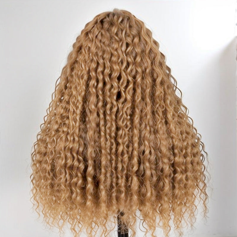 LinktoHiar Honey Blonde Colored Deep Wave Headband Wig Human Hair Wigs