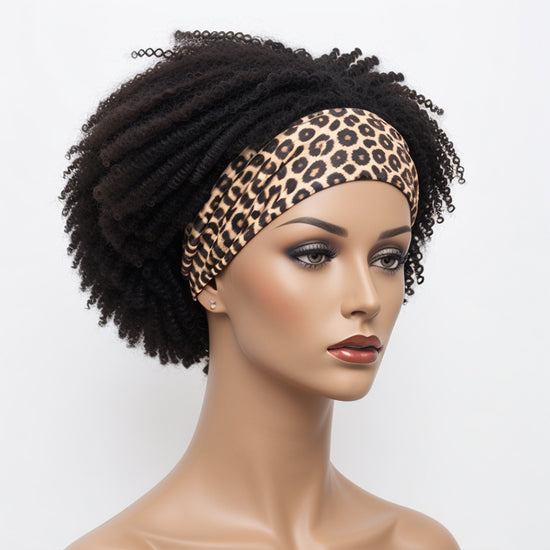 LinktoHiar Fitness Wig | Natural Black Short Curly Headband Wig Human Hair Wigs