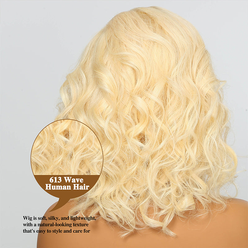 #613 Blonde Lace Front Bob Wigs Short Wavy Human Hair Wigs