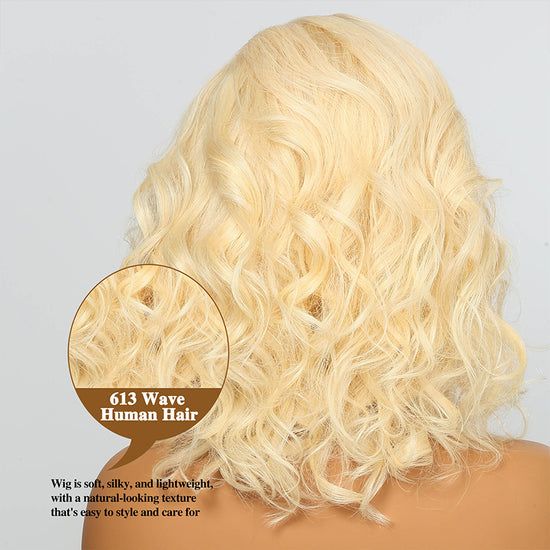 #613 Blonde Lace Front Bob Wigs Short Wavy Human Hair Wigs