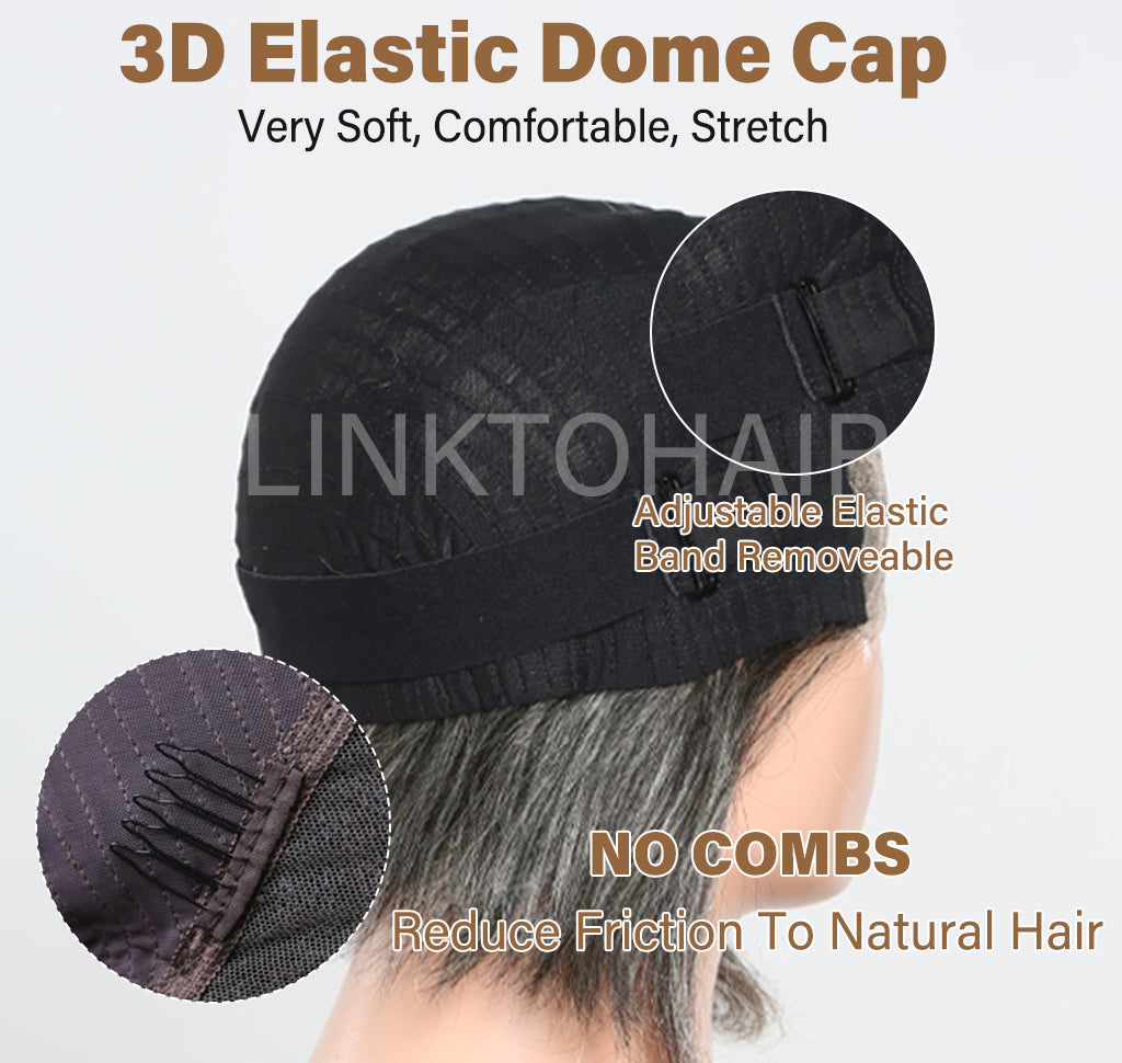 Salt And Pepper Short Pixie Cut Glueless 5x5 Closure Lace Side Part Bob Wavy Human Hair Wigs