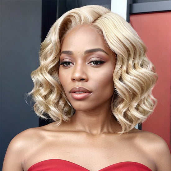 Load image into Gallery viewer, #613 Blonde Bobbi Boss Look Put On And Go Realistic Loose Wave 5x5 Closure Lace Wig Human Hair
