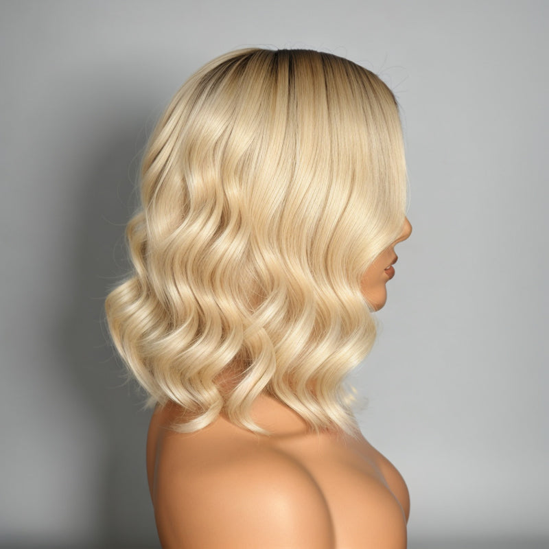 Wear and Go | Glueless 613 Blonde Dark Root Body Wave Bob 5x5 HD Lace Closure Wig