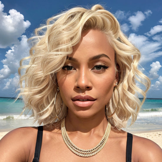 #613 Blonde Lace Front Bob Wigs Short Wavy Human Hair Wigs