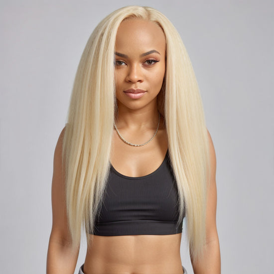 #613 Blonde 13x4 Lace Front Wig Kinky Straight Human Hair Wigs For Black Women