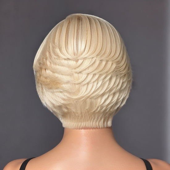 613 Blonde Pixie Cut Glueless 5x5 Closure Lace C Part Short Wig Human Hair