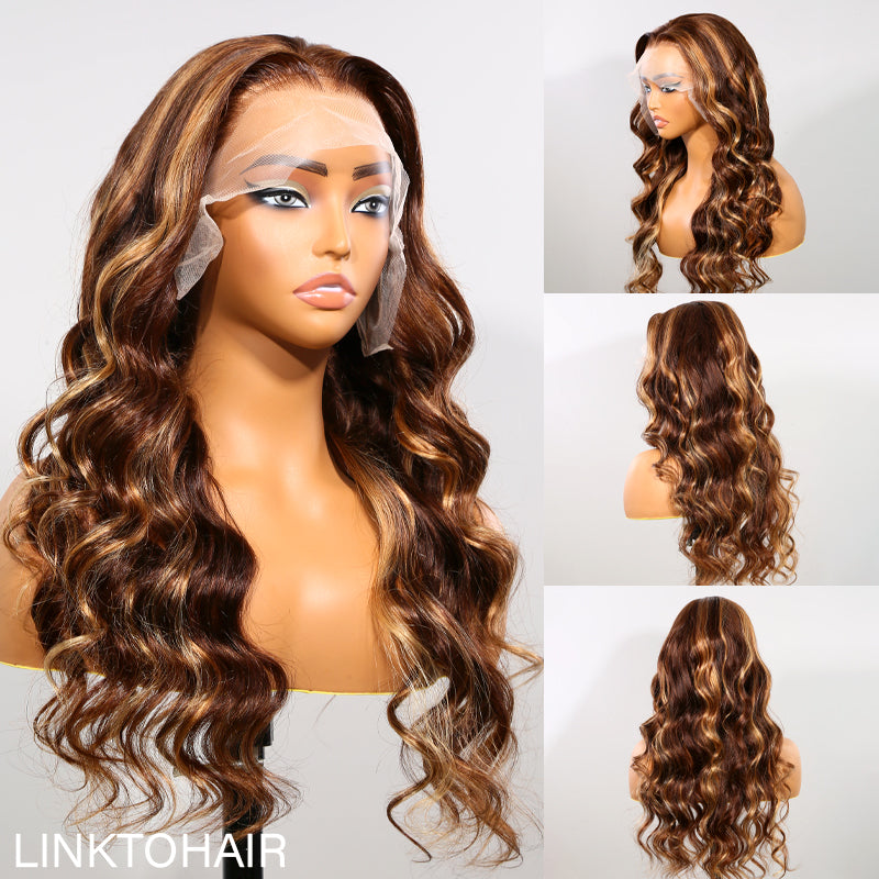 LinktoHair Highlight 13x4 Lace Frontal Body Wave Human Hair Wig
