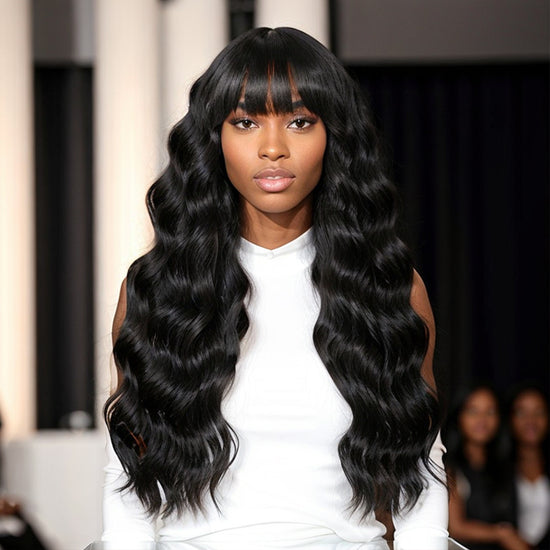 Blonde 613 Glueless Body Wave With Bangs Human Hair Easy & Wear