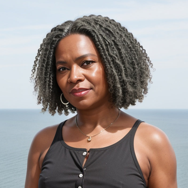 LINKTOHAIR TWIST | Salt And Pepper Dreadlock Style 5x5 Closure Lace Glueless Bob Wig 100% Human Hair