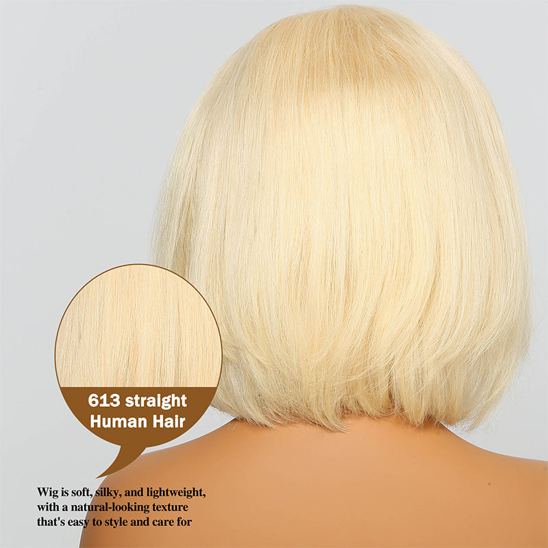 Trendy Limited Design | 613 Blonde Side Part Bob Style Glueless 4x4 Closure Lace Wig 100% Human Hair