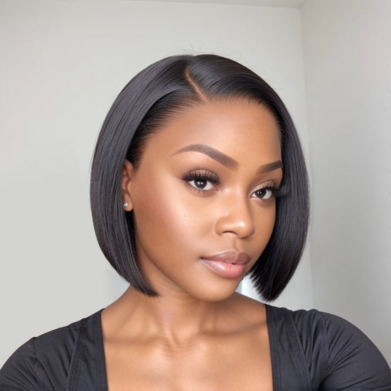 Beginner Friendly | Glueless Blunt Cut Straight Bob Lace C Part Wig 100% Human Hair