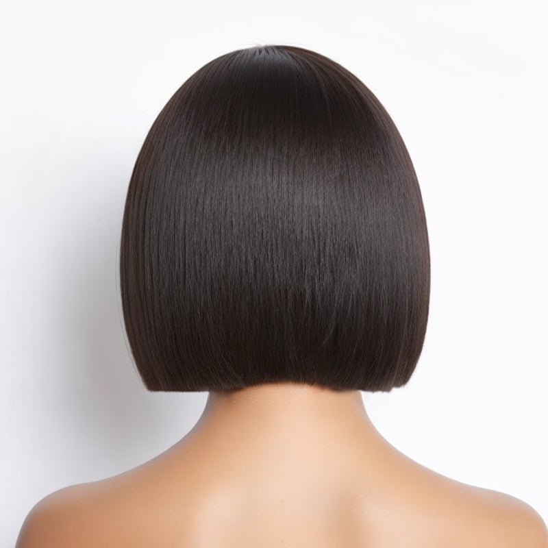 Beginner Friendly | Glueless Blunt Cut Straight Bob Lace C Part Wig 100% Human Hair