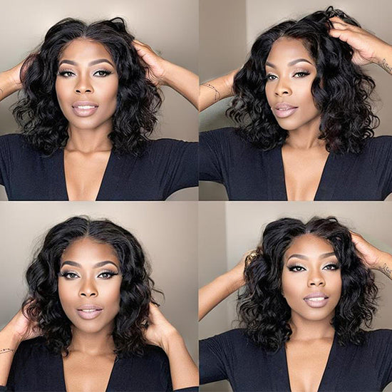 Beginner Friendly Mature Mid Part Loose Water Wave Glueless 5x5 Closure Bob HD Lace Human Hair Wig