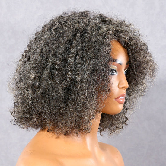 Beginner Friendly Salt and Pepper Bob Wig Loose Curly Human Hair Wig