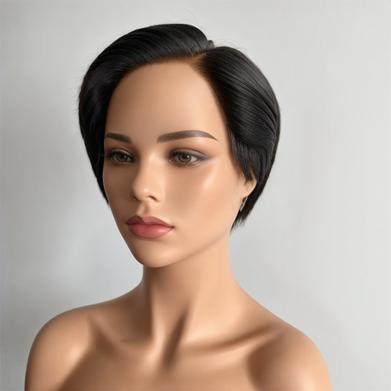 Black Bob Straight Short Pixie 13x4 Lace Frontal Wig 100% Virgin Human Hair Wigs