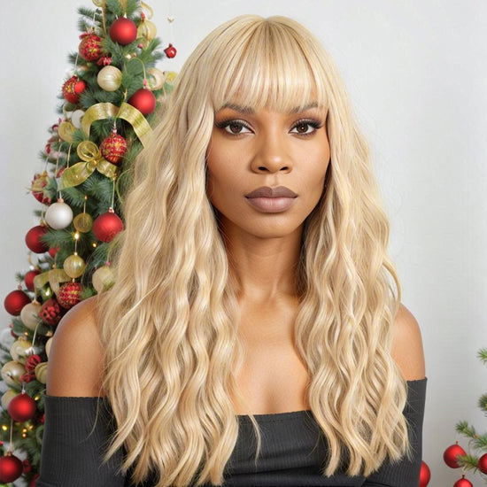 Blonde 613 Glueless Body Wave With Bangs Human Hair Easy & Wear