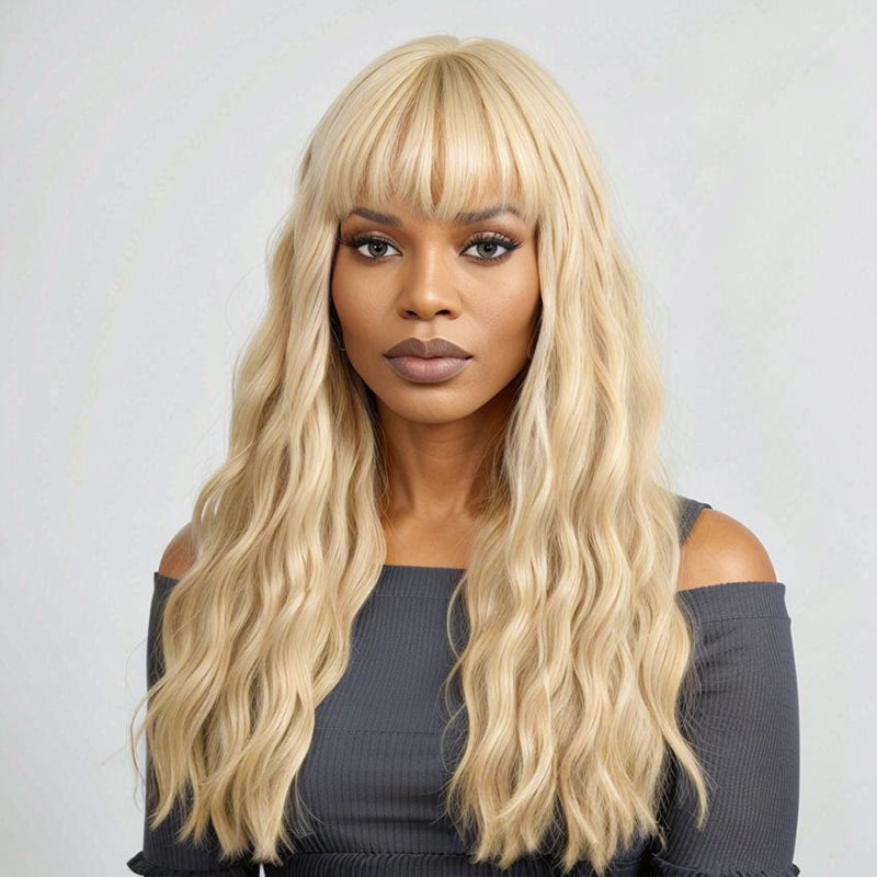 Blonde 613 Glueless Body Wave With Bangs Human Hair Easy & Wear