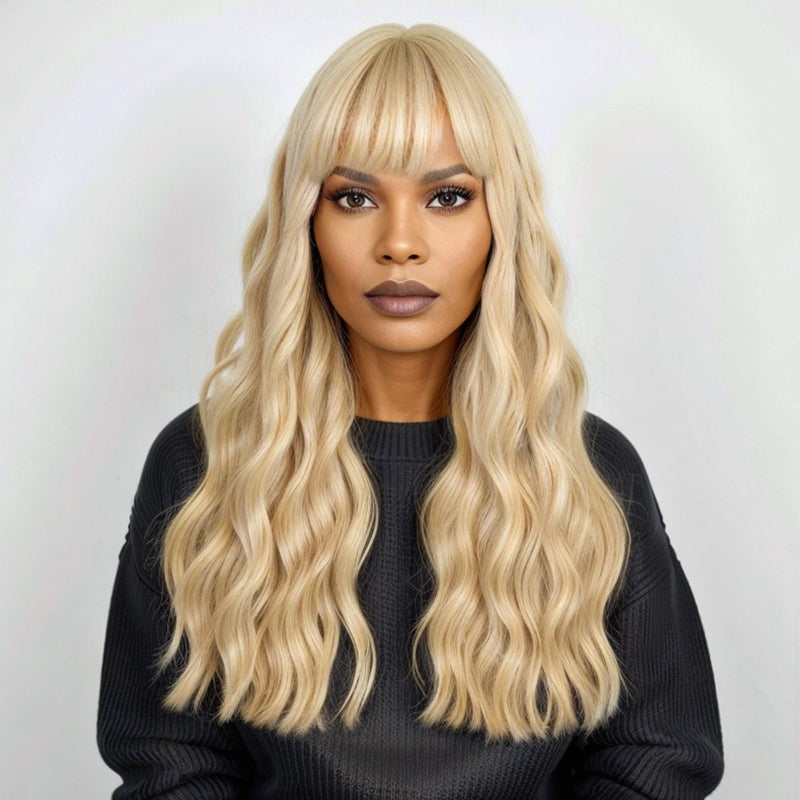 Blonde 613 Glueless Body Wave With Bangs Human Hair Easy & Wear