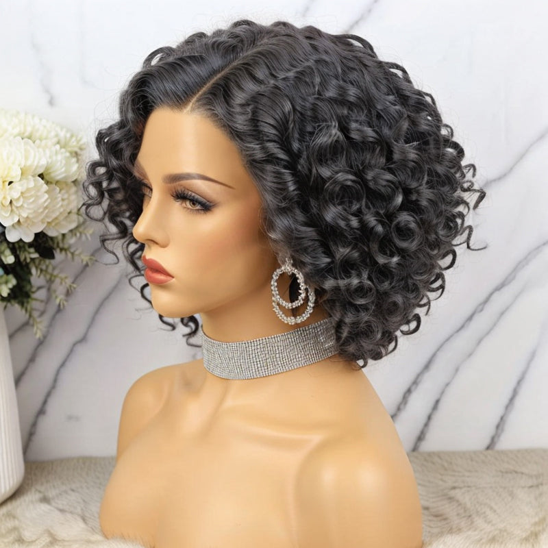 Load image into Gallery viewer, Bob human hair Wig Salt &amp;amp; Pepper 5x5 Closure Lace Front Wig
