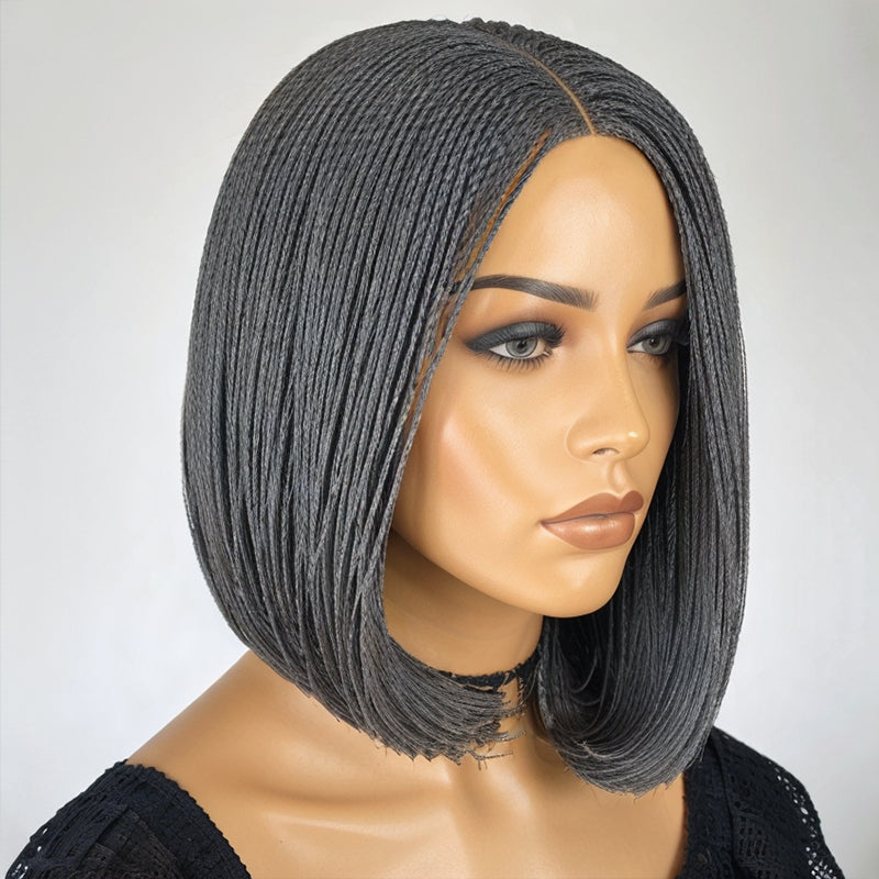 Load image into Gallery viewer, Salt &amp;amp; Pepper Braided Hairstyles Wigs Micro Senegalese Twists Wig for Black Women

