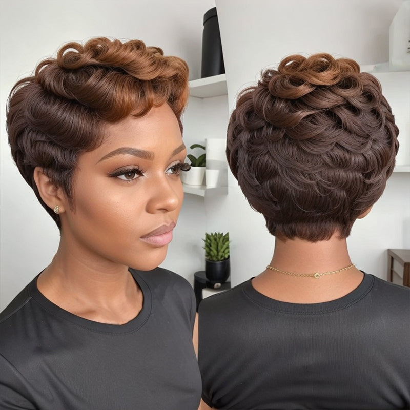 Brown Mixed Highlight Body Wave 13x4 Frontal Lace T-Part Lace Wigs For Black Women