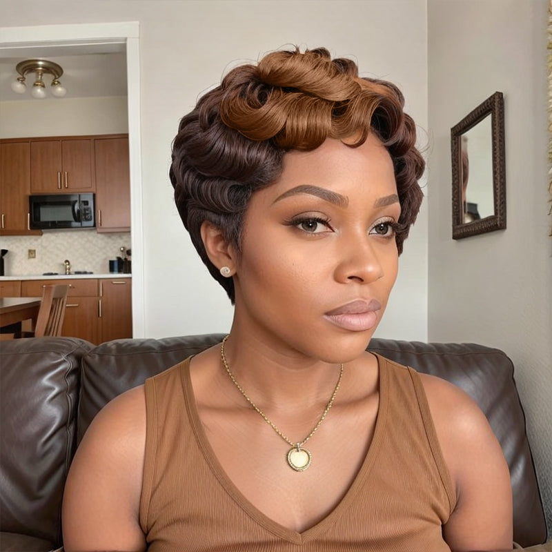 Brown Mixed Highlight Body Wave 13x4 Frontal Lace T-Part Lace Wigs For Black Women