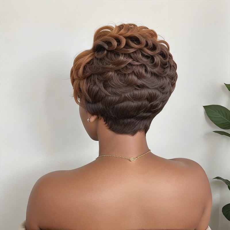 Brown Mixed Highlight Body Wave 13x4 Frontal Lace T-Part Lace Wigs For Black Women