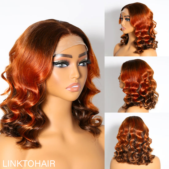 Chic Ombre Brown | 5x5 Lace Glueless Short Loose Wave Wig 100% Human Hair