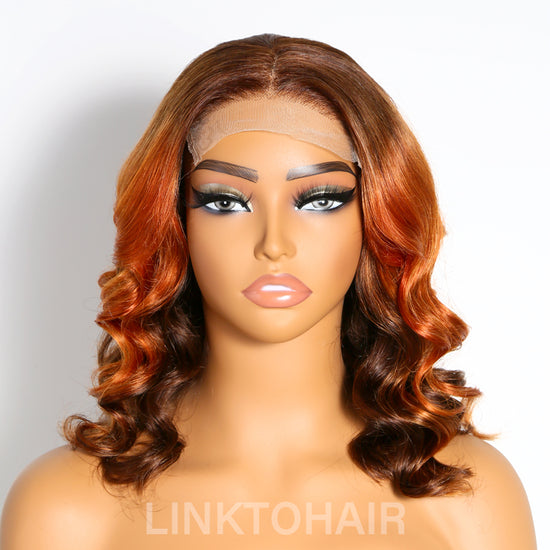 Chic Ombre Brown | 5x5 Lace Glueless Short Loose Wave Wig 100% Human Hair