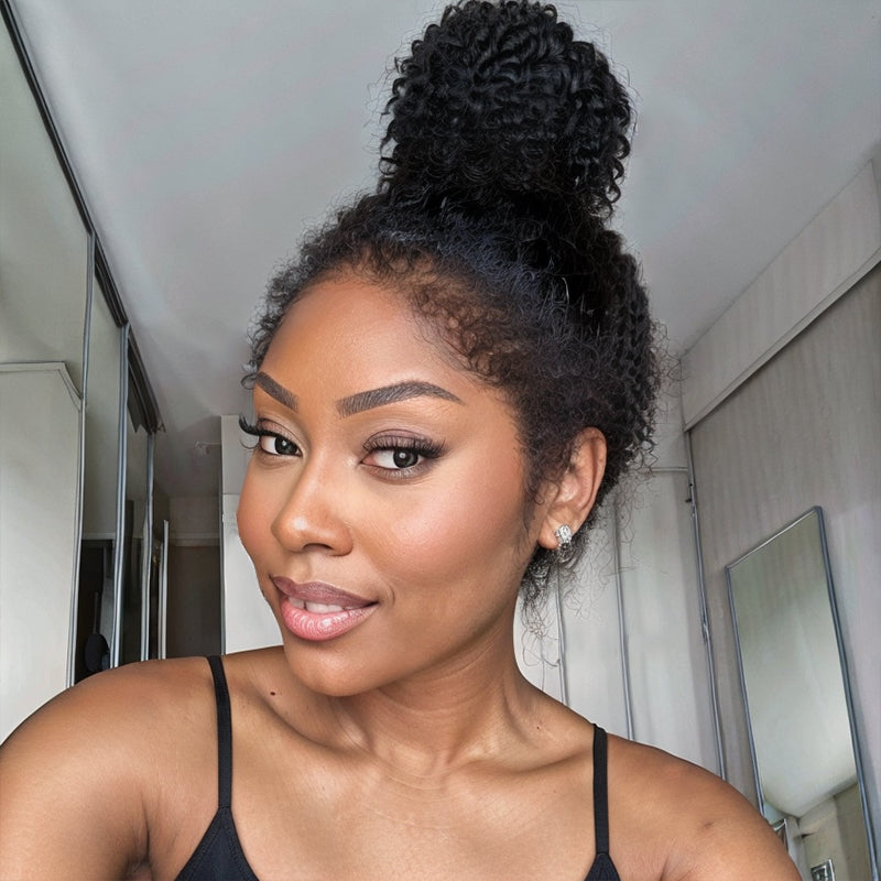 Trendy Curly Top Knot | Airy Curly Edges 13x4 Undetectable Lace Fronta ...