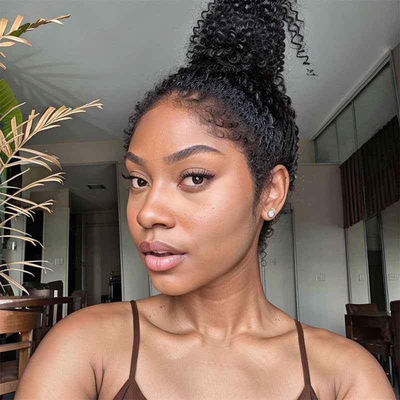 Trendy Curly Top Knot | Airy Curly Edges 13x4 Undetectable Lace Fronta ...