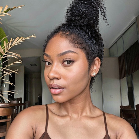 Trendy Curly Top Knot | Airy Curly Edges 13x4 Undetectable Lace Frontal Wig 100% Human Hair