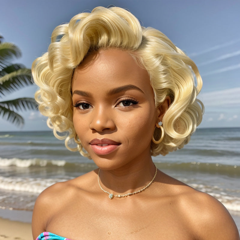 Easy Dyed Blonde Loose Wave 613 Wig 13x4 Lace Frontal Human Hair Free Side Part