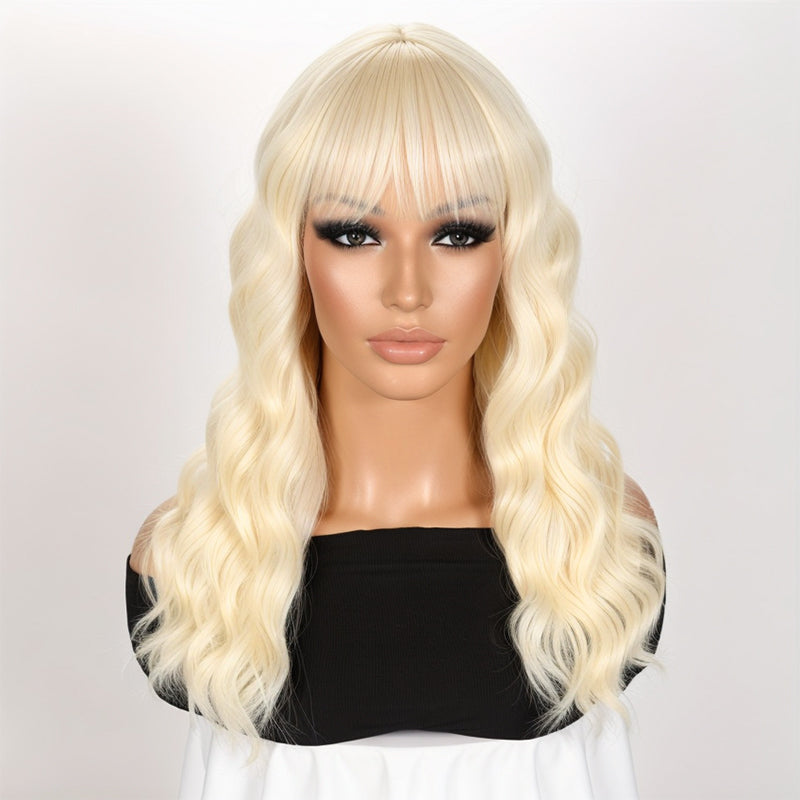 Load image into Gallery viewer, Flawless Easy Wear 613 Blonde Body Wave Women&amp;#39;s Long Hair With Bangs Suitable For New Year
